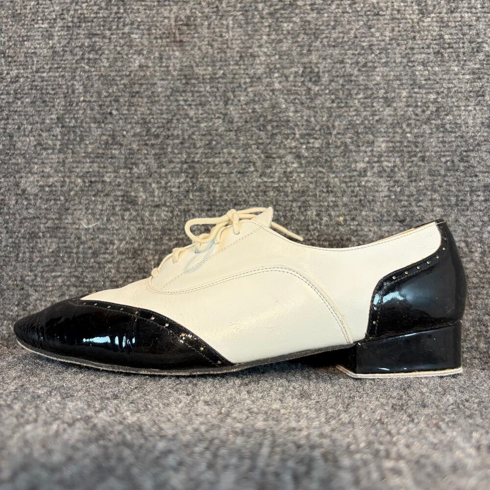 Coast Spectator Oxford Wingtip Black White Patent Leather Swing Dance Shoes Sz 7